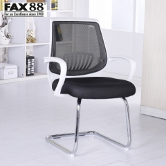 fax88 電腦椅家用辦公椅子弓形會議網布椅人體工學座椅學生升降轉椅 白框 黑色 鋼製腳