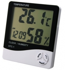 HTC-1 溫度計室內電子溫濕度計 電子溫度計 大屏幕 鬧鐘