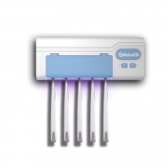 智能牙刷架家用紫外線加熱消毒牙刷置物架壁掛式免打孔消毒盒 藍色