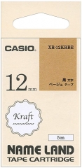 Casio 標簽機色帶 XR-12KRBE 米色底黑字