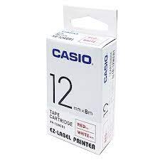 Casio 標簽機色帶 XR-12WER1 白底紅字