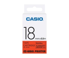Casio 標簽機色帶 XR-18FOE 熒光橙底黑字
