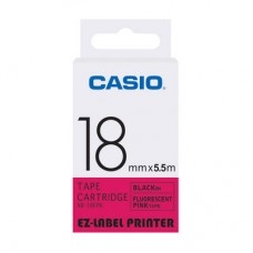 Casio 標簽機色帶 XR-18FPK 熒光粉紅底黑字