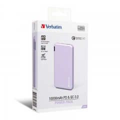 Verbatim 66441 QC 3.0 + PD 18W 10000mAh 流動充電器 紫色