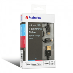 Verbatim 65362 2 in 1 Lighting&Micro USB Cable