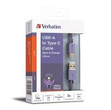 Verbatim 66155 22AWG V3 A to C Cable 充電線 紫色