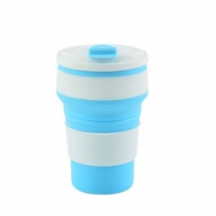 AutoMax AC1350 硅胶折叠水杯 旅行伸缩茶杯 350ML 粉藍