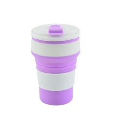 AutoMax AC1350 硅胶折叠水杯 旅行伸缩茶杯 350ML 粉紫