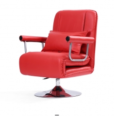 FAX88   家用休閒 梳發椅  折疊床 可伸開變沙發床 PU 紅色