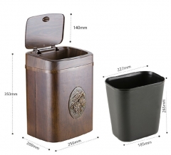 智能感應木質垃圾桶自动带盖 木質