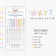 Zebra MildLiner WKT7 雙頭螢光筆 柔和色系5色套裝 2022新色 溫和五色組 W