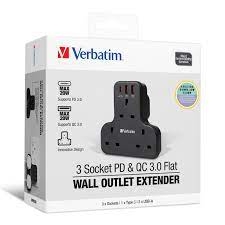 Wall Outlet Extender Flat 3 Outlets PD & QC3.0