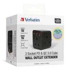 Wall Outlet Extender Flat 3 Cube PD & QC3.0 白色