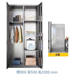 AutoMax 不銹鋼帶鎖二門櫃 掛衣加層板 900x500x2000mm