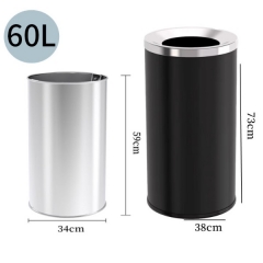 AutoMax 不銹鋼黑色色圓形垃圾桶 60L 直投式 商場垃圾桶 酒店垃圾桶