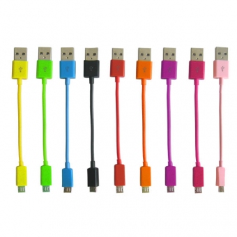 USB 2.0 + M-MICRO (10cm) USB 彩色數據 短線  (1515)