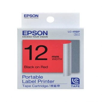 EPSON LK-4RBP (12mm x 8M) 標籤帶 - 紅底黑字