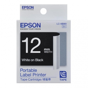 EPSON LK-4BWV (12mm x 8M) 標籤帶 - 黑底白字