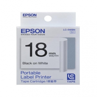 EPSON LK-5WBN (18mm x 8M) 標籤帶 - 白底黑字