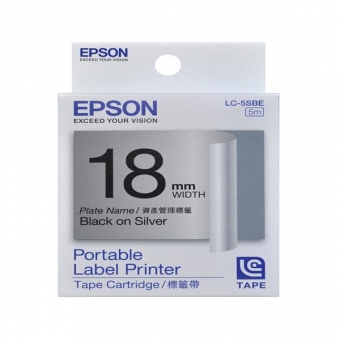 EPSON LK-5SBE (18mm x 8M) 標籤帶 - 銀底黑字