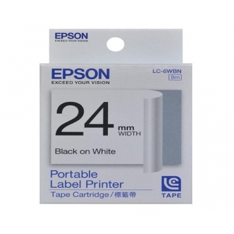 EPSON LK-6WBN (24mm x 8M) 標籤帶 - 白底黑字